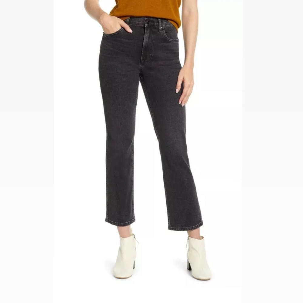 Everlane The Cheeky Bootcut Jean 24 Crop Black Wash Denim Mid Rise Jeans